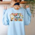 Retro Grovvy Coffee Teach Repeat Teacher Women's Sweatshirt Back Print Light Blue