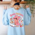 Retro Howdy Partners Cowgirl Cowboy Teacher Back To School Women's Sweatshirt Back Print Light Blue