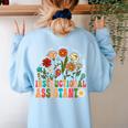 Retro Instructional Assistant Wildflowers Teacher Aide Women's Sweatshirt Back Print Light Blue Retro Instructional Assistant Wildflowers Teacher Aide Women's Sweatshirt Back Print Light Blue