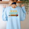 Retro Old-School Computer Pencil Tech Teacher Women's Sweatshirt Back Print Light Blue Retro Old-School Computer Pencil Tech Teacher Women's Sweatshirt Back Print Light Blue