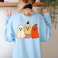 Retro Pencil Ghost Boo Spooky Teacher Halloween Costume Women's Sweatshirt Back Print Light Blue