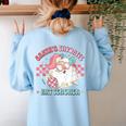 Retro Pink Christmas Santa's Favorite Art Teacher Artist Women's Sweatshirt Back Print Light Blue