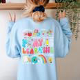 Retro Play Is Learning Kindergarten Teacher Team Women Women's Sweatshirt Back Print Light Blue Retro Play Is Learning Kindergarten Teacher Team Women Women's Sweatshirt Back Print Light Blue