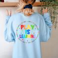 Retro Play Is Learning Teacher Back To School Women's Sweatshirt Back Print Light Blue
