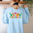 Retro Preschool Cute Dinosaur Preschool Teacher Kids Boys Women's Sweatshirt Back Print Light Blue