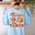 Retro I Teach The Cutest Turkey Thanksgiving Pumpkin Teacher Women's Sweatshirt Back Print Light Blue Retro I Teach The Cutest Turkey Thanksgiving Pumpkin Teacher Women's Sweatshirt Back Print Light Blue