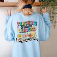 Retro Teaching Future Leaders Groovy Teacher Back To School Women's Sweatshirt Back Print Light Blue