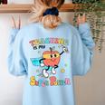 Retro Teaching Is My Superpower Apple Teacher Appreciation Women's Sweatshirt Back Print Light Blue