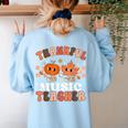 Retro Thankful Music Teacher Pumpkin Fall Thanksgiving Women's Sweatshirt Back Print Light Blue Retro Thankful Music Teacher Pumpkin Fall Thanksgiving Women's Sweatshirt Back Print Light Blue