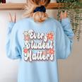 Retro Vintage Every Student Matters Teacher Paraprofessional Women's Sweatshirt Back Print Light Blue Retro Vintage Every Student Matters Teacher Paraprofessional Women's Sweatshirt Back Print Light Blue