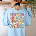 Retro Welcome Back To School Teacher Appreciation Boys Girls Women's Sweatshirt Back Print Light Blue