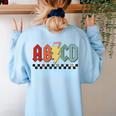 Rock Abcd Back To School Abcd Preschool Teacher Appreciation Women's Sweatshirt Back Print Light Blue Rock Abcd Back To School Abcd Preschool Teacher Appreciation Women's Sweatshirt Back Print Light Blue