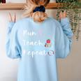 Run Teach Repeat Teacher Running Saying Slogan Runner Women's Sweatshirt Back Print Light Blue Run Teach Repeat Teacher Running Saying Slogan Runner Women's Sweatshirt Back Print Light Blue