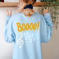 Scary Key Signature Boo Music Halloween Musician Teacher Men Women Women's Sweatshirt Back Print Light Blue