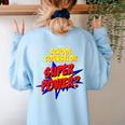 School Counselor Teacher Superhero Superpower Comic Book Women's Sweatshirt Back Print Light Blue