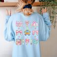 School Pencils And Bows Teacher Bow Coquette Pencil Girls Women's Sweatshirt Back Print Light Blue