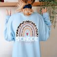 School Psych Teacher School Psychologist Leopard Rainbow Women's Sweatshirt Back Print Light Blue