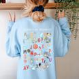 Science Teacher Alphabet Science Is All Around Us Teacher Women's Sweatshirt Back Print Light Blue