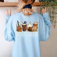 Science Teacher Horror Fall Coffee Halloween Pumpkin Autumn Women's Sweatshirt Back Print Light Blue Science Teacher Horror Fall Coffee Halloween Pumpkin Autumn Women's Sweatshirt Back Print Light Blue