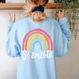 Sé Amable Spanish Bilingual Teacher Be Kind Boho Rainbow Women's Sweatshirt Back Print Light Blue Sé Amable Spanish Bilingual Teacher Be Kind Boho Rainbow Women's Sweatshirt Back Print Light Blue