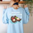 Sea Otter Book Reading Shirt For Bookworm Teachers Women's Sweatshirt Back Print Light Blue