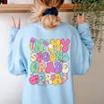 In My Second Grade Era Teachers Women Back To School Girls Women's Sweatshirt Back Print Light Blue