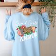 Second Grade Teacher Leopard Pencil 2nd Grade Women Teacher Women's Sweatshirt Back Print Light Blue