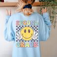 Second Grade Teachers Boys Girls Smile Face 2nd Grade Team Women's Sweatshirt Back Print Light Blue