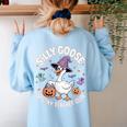 Silly Goose Spooky Teacher Club Halloween Witch Ghost Women's Sweatshirt Back Print Light Blue