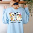 Silly Goose Spooky Teacher Halloween Cute Goosebumps Women's Sweatshirt Back Print Light Blue