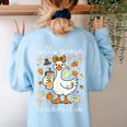 Silly Goose Teachers Club Cozy Fall Teacher Women's Sweatshirt Back Print Light Blue