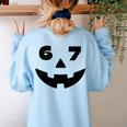 Six Seven Halloween Costume For Students Teachers 6 7 Women's Sweatshirt Back Print Light Blue Six Seven Halloween Costume For Students Teachers 6 7 Women's Sweatshirt Back Print Light Blue