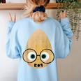 The Smart Seed Good Egg Teacher Halloween Costume Food Group Women's Sweatshirt Back Print Light Blue