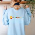 Solar System Teacher Video Games Sun Eating Planets Women's Sweatshirt Back Print Light Blue