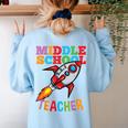 Space Middle School Teacher Back To School Men Women Kids Women's Sweatshirt Back Print Light Blue