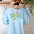 Special Education SPED Rocks Teacher Back To School Rock Women's Sweatshirt Back Print Light Blue Special Education SPED Rocks Teacher Back To School Rock Women's Sweatshirt Back Print Light Blue