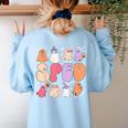 Special Education Teacher Ghosts Halloween SPED Teacher Women's Sweatshirt Back Print Light Blue
