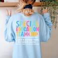 Special Education Team Definition Retro Ed Team Crew Teacher Women's Sweatshirt Back Print Light Blue