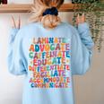 Sped Caffeinate Advocate Laminate Educate Teacher Men Women Kids Women's Sweatshirt Back Print Light Blue Sped Caffeinate Advocate Laminate Educate Teacher Men Women Kids Women's Sweatshirt Back Print Light Blue