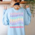 Sped Caffeinate Advocate Laminate Educate Teacher Women's Sweatshirt Back Print Light Blue Sped Caffeinate Advocate Laminate Educate Teacher Women's Sweatshirt Back Print Light Blue
