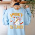 Spooky ESL Teacher Ghost Halloween School Women Women's Sweatshirt Back Print Light Blue Spooky ESL Teacher Ghost Halloween School Women Women's Sweatshirt Back Print Light Blue