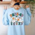 Spooky Ghost PE Teacher Squad Physical Education Halloween Women's Sweatshirt Back Print Light Blue