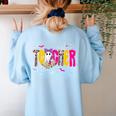 Spooky Halloween Teacher Para Counselor SPED Preppy Boo Kids Women's Sweatshirt Back Print Light Blue Spooky Halloween Teacher Para Counselor SPED Preppy Boo Kids Women's Sweatshirt Back Print Light Blue