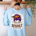 Spooky Paraprofessional Life Halloween Messy Bun Teacher For Men Women Women's Sweatshirt Back Print Light Blue Spooky Paraprofessional Life Halloween Messy Bun Teacher For Men Women Women's Sweatshirt Back Print Light Blue