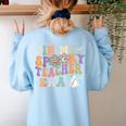 In My Spooky Teacher Era Groovy Hippie Retro Ghost Halloween Men Women Kids Women's Sweatshirt Back Print Light Blue