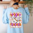 Spooky Teacher Ghost Pencil Teacher Halloween Teacher Women's Sweatshirt Back Print Light Blue