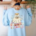 Spooky Teacher Groovy Retro Ghost Teacher Halloween 2023 For Men Women Kids Women's Sweatshirt Back Print Light Blue