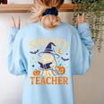 Spooky Teacher Halloween Cute Ghost Pumpkin Reading Women Women's Sweatshirt Back Print Light Blue Spooky Teacher Halloween Cute Ghost Pumpkin Reading Women Women's Sweatshirt Back Print Light Blue