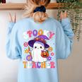 Spooky Teacher Halloween Cute Halloween Teacher Ghost Women's Sweatshirt Back Print Light Blue Spooky Teacher Halloween Cute Halloween Teacher Ghost Women's Sweatshirt Back Print Light Blue