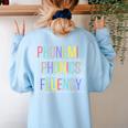 Spring Easter Reading Teacher Science Of Reading Women's Sweatshirt Back Print Light Blue Spring Easter Reading Teacher Science Of Reading Women's Sweatshirt Back Print Light Blue